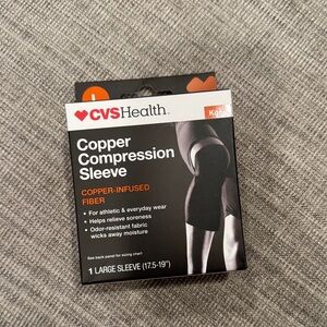 Brand New CVS Health Copper Compression Sleeve for Knee - Black - Size Large